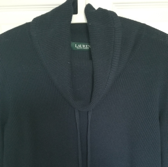 Lauren Ralph Lauren Navy Waffle Cotton Knit Top - Picture 5 of 11